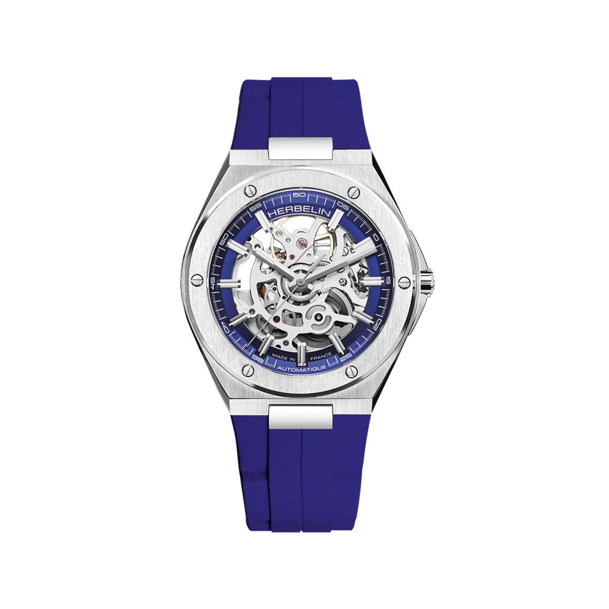 Cap Camarat Skeleton, Cobalt Blue Dial, Round Steel Case, Rubber Strap