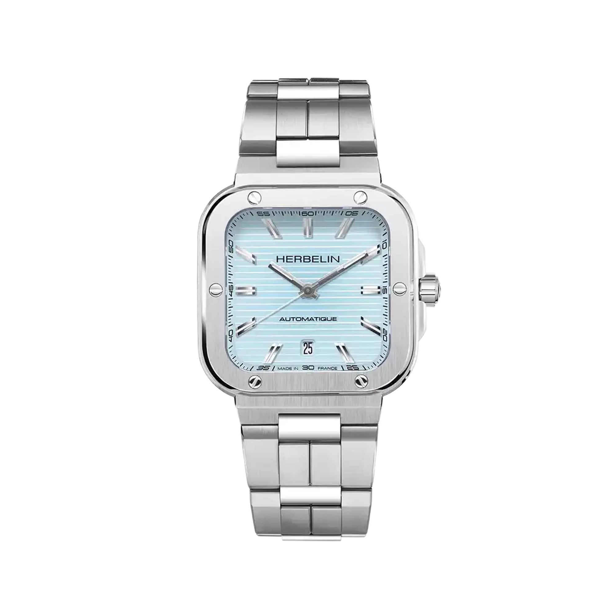 Cap Camarat, cadran bleu arctique, boîtier carré acier, bracelet acier