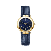 NEWPORT - SLIM - PVD OR JAUNE & CUIR BLEU