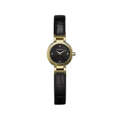 LADY H - QUARTZ - PVD OR JAUNE & CUIR NOIR