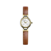 LADY H - QUARTZ - ACIER & PVD OR CUIR CAMEL