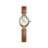 LADY H - QUARTZ - ACIER & PVD OR CUIR CAMEL