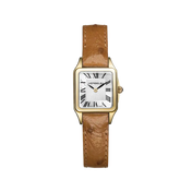 LUNA - MINI QUARTZ - PVD OR JAUNE & CUIR CAMEL