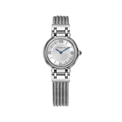 GALET - QUARTZ - BLANC ARGENTÉ DIAMANTS & ACIER