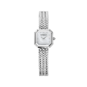 OCTOGÔNE - QUARTZ CARRÉ - ACIER & NACRE BLANCHE