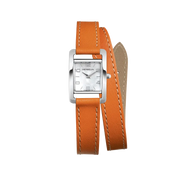 Ve AVENUE - BRACELET DOUBLE - CUIR ORANGE & NACRE