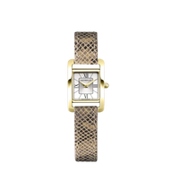 Ve AVENUE - QUARTZ - DORÉ & CUIR FAÇON PYTHON