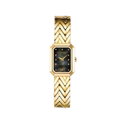OCTOGÔNE - CHEVRONS - PVD OR JAUNE & NACRE NOIRE