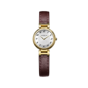 LADY H - QUARTZ - PVD OR JAUNE & CUIR BORDEAUX