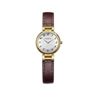 LADY H - QUARTZ - PVD OR JAUNE & CUIR BORDEAUX