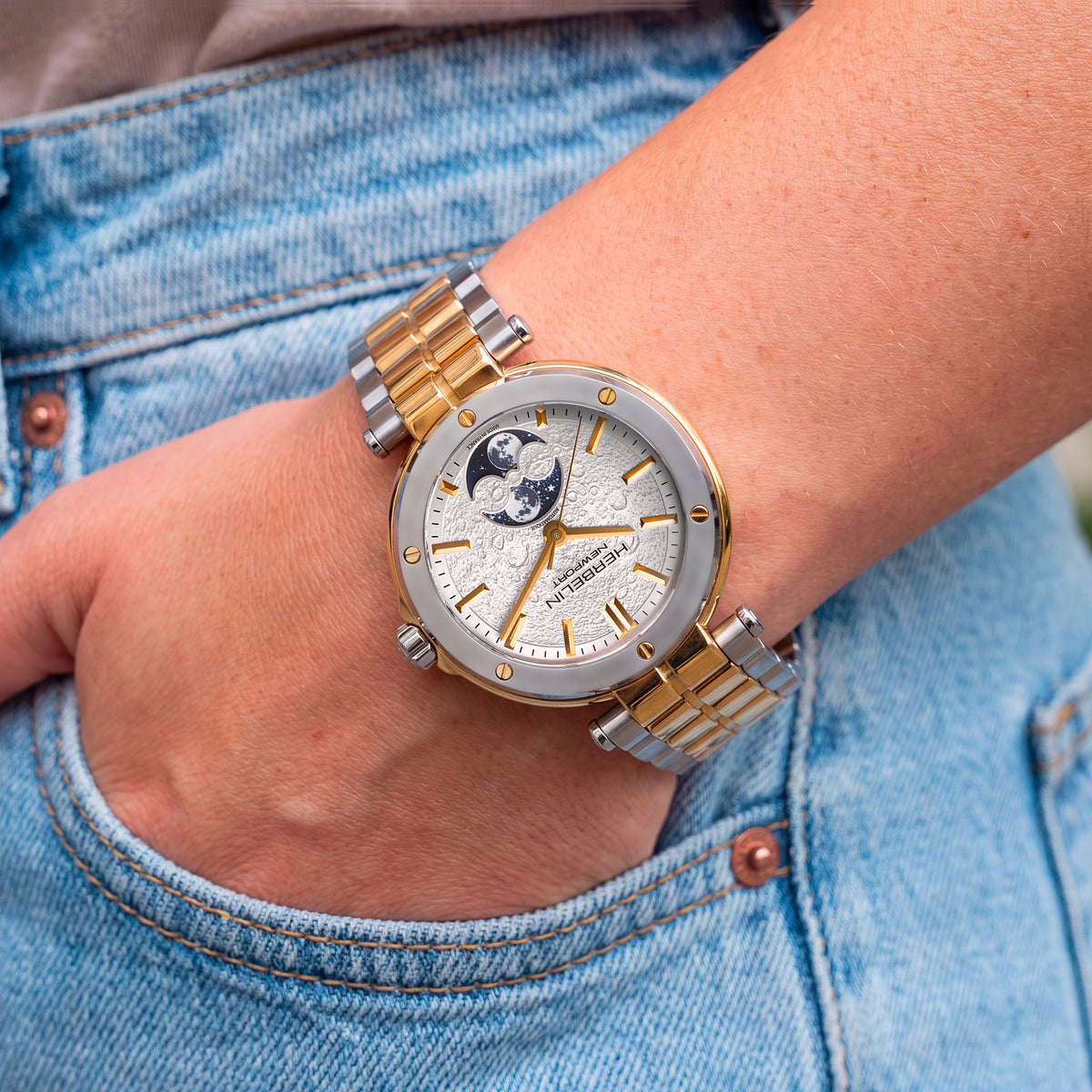 NEWPORT - AUTOMATIQUE LADY PHASES DE LUNE - BICOLORE