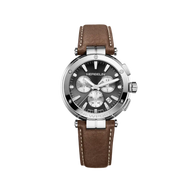 NEWPORT - CHRONOGRAPHE - GRIS, BLANC & CUIR BRUN