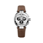 NEWPORT - CHRONOGRAPHE - BLANC, GRIS & CUIR BRUN