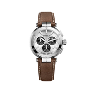 NEWPORT - CHRONOGRAPHE - BLANC, GRIS & CUIR BRUN