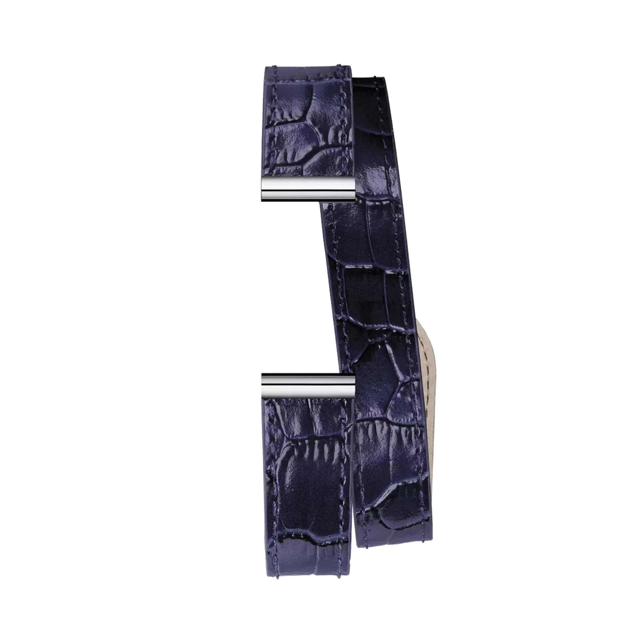 Bracelet Antarès double en cuir façon croco bleu