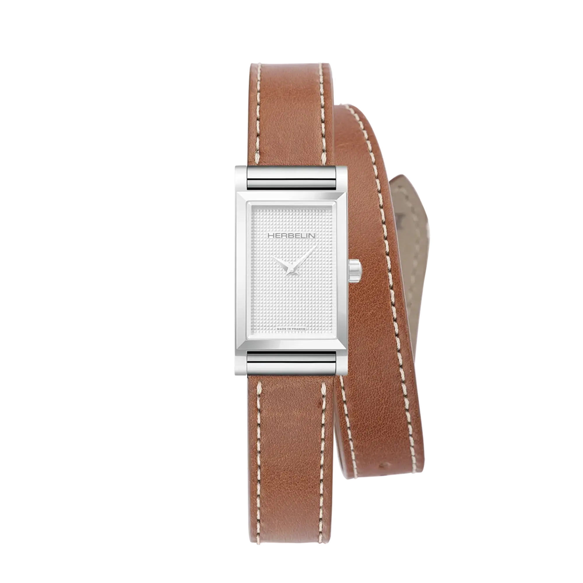 Antarès Doppelarmband aus kamelfarbenem Leder