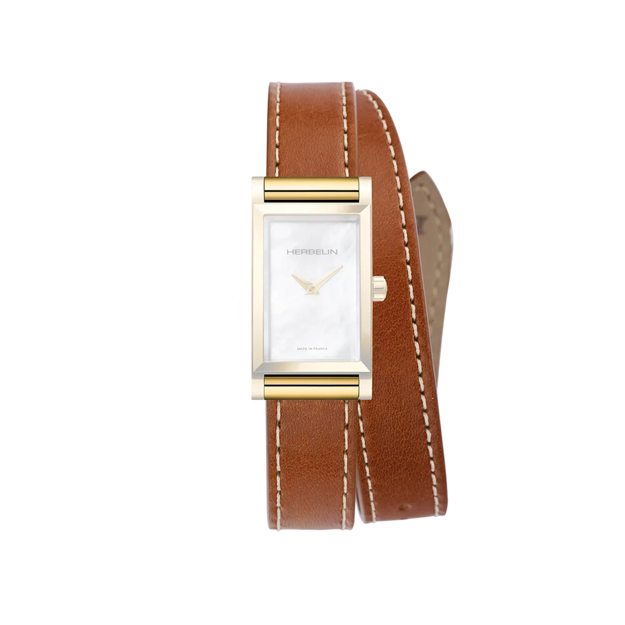 Bracelet Antarès double en cuir camel