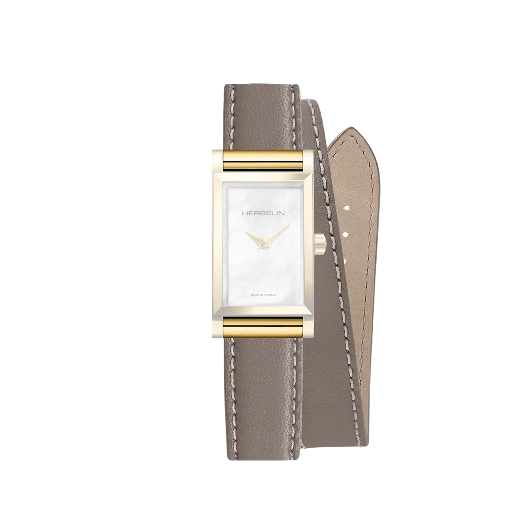 Bracelet Antarès double en cuir beige