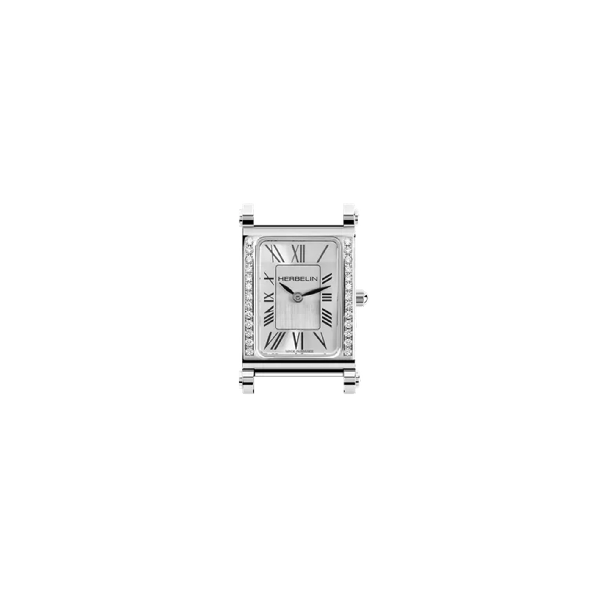 Antarès, cadran argent blanc, boîtier rectangle acier