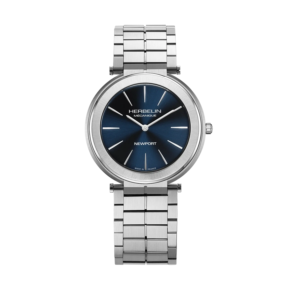 ⁣⁢Newport, quadrante blu, cassa in acciaio tonda, cinturino in acciaio⁤⁣