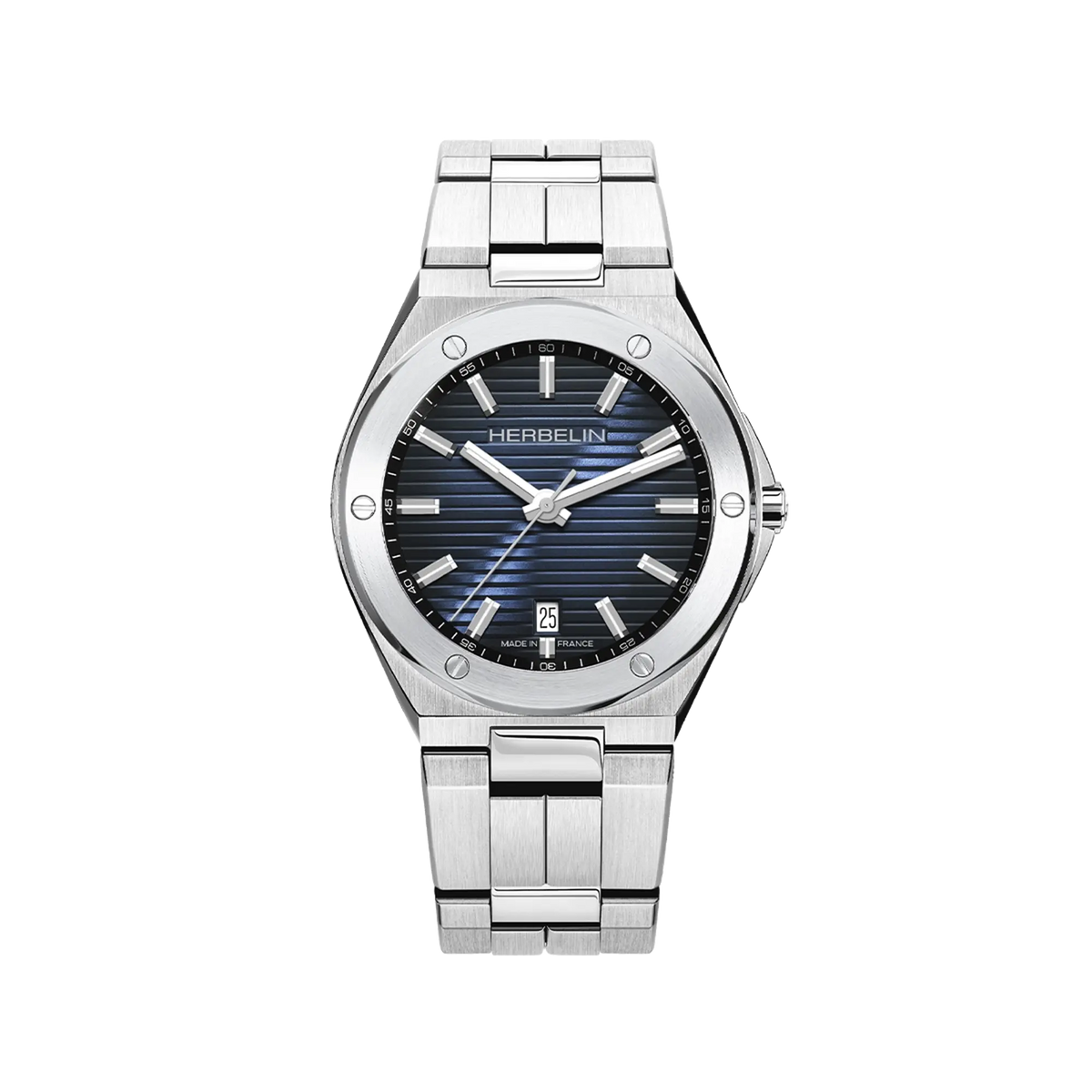 ⁣⁢Cap Camarat, gradient blue dial, round steel case, steel bracelet⁤⁣