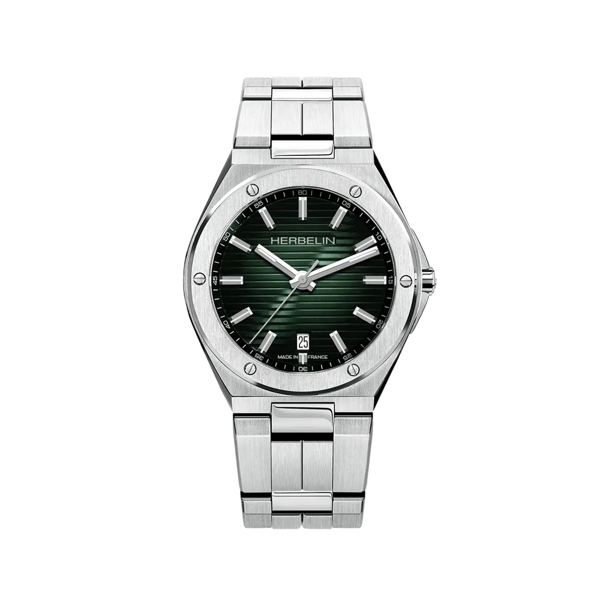 ⁣⁢Cap Camarat, esfera negra, caja acero redonda, brazalete acero⁤⁣