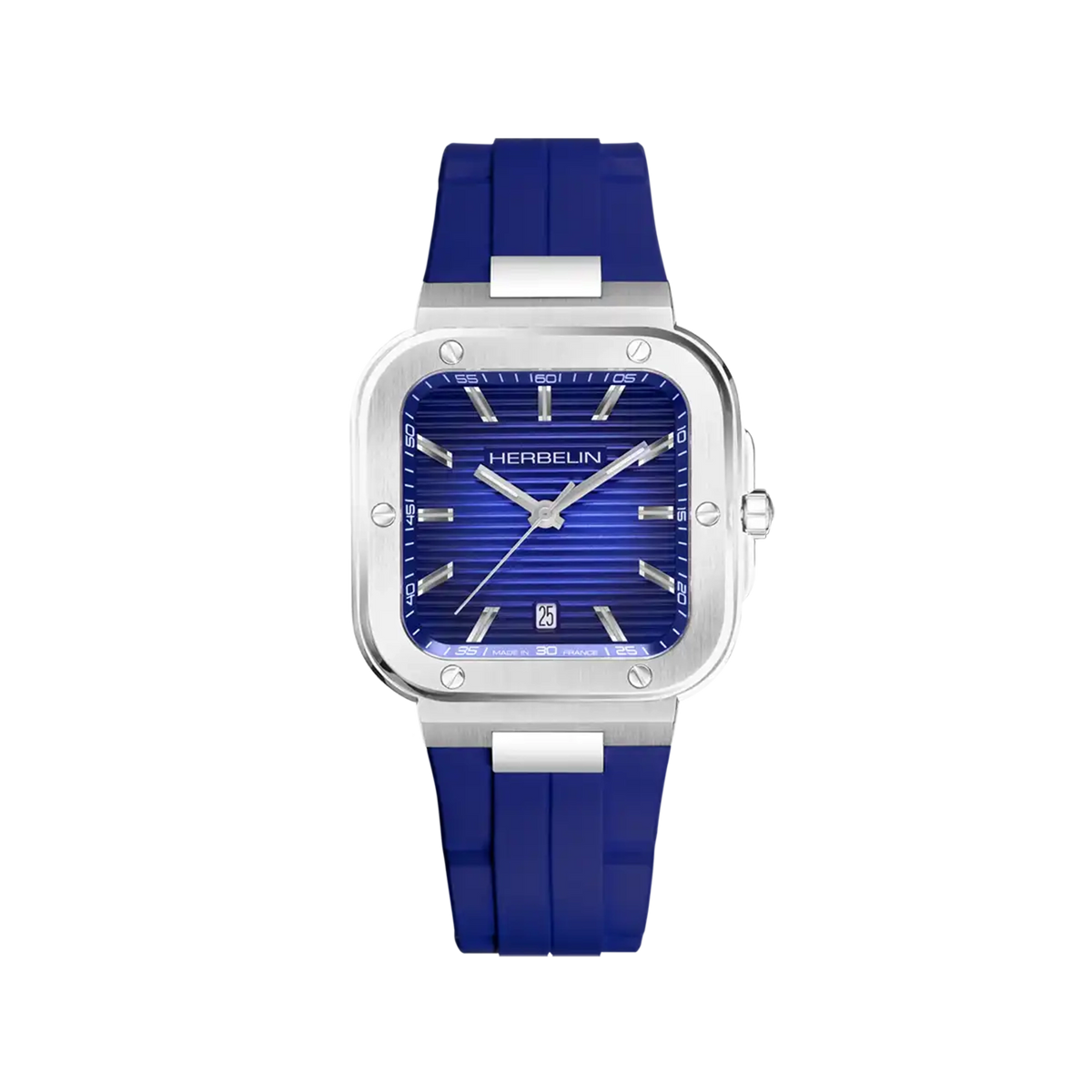 ⁣⁢Cap Camarat, esfera azul cobalto, caja cuadrada de acero, brazalete de caucho⁤⁣