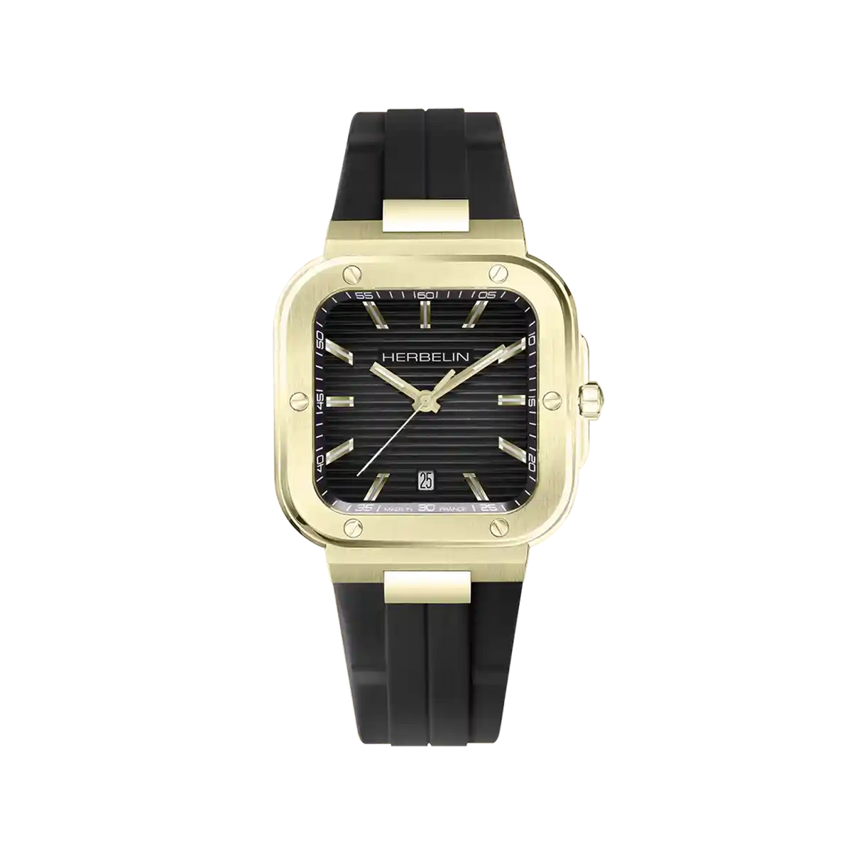 ⁣⁢Cap Camarat, black dial, square steel case, rubber strap⁤⁣