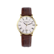 CLASSIQUE - QUARTZ - PVD OR JAUNE & CUIR BRUN
