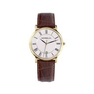 CLASSIQUE - QUARTZ - PVD OR JAUNE & CUIR BRUN