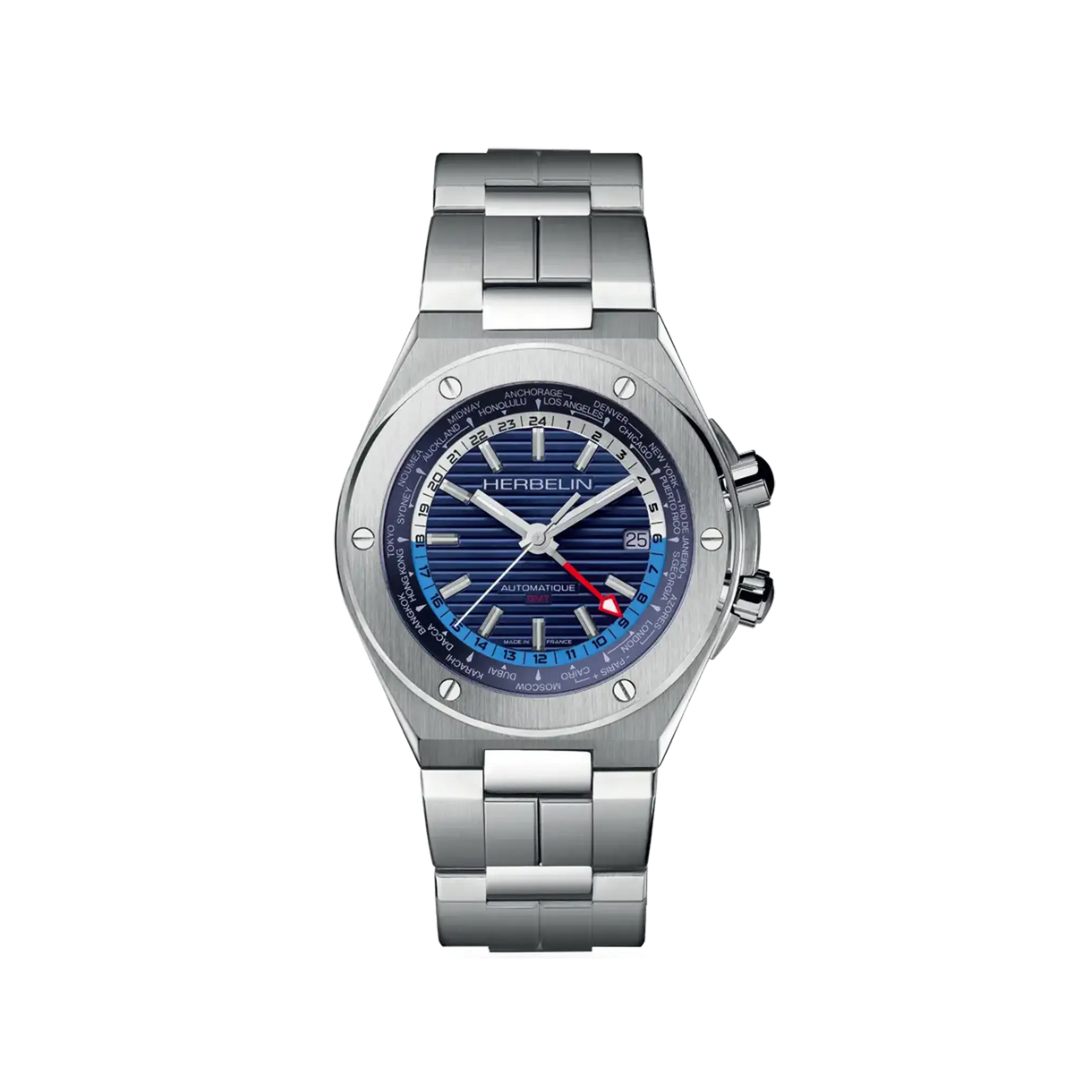 ⁣⁢Cap Camarat GMT, white silver dial, round steel case, steel bracelet⁤⁣