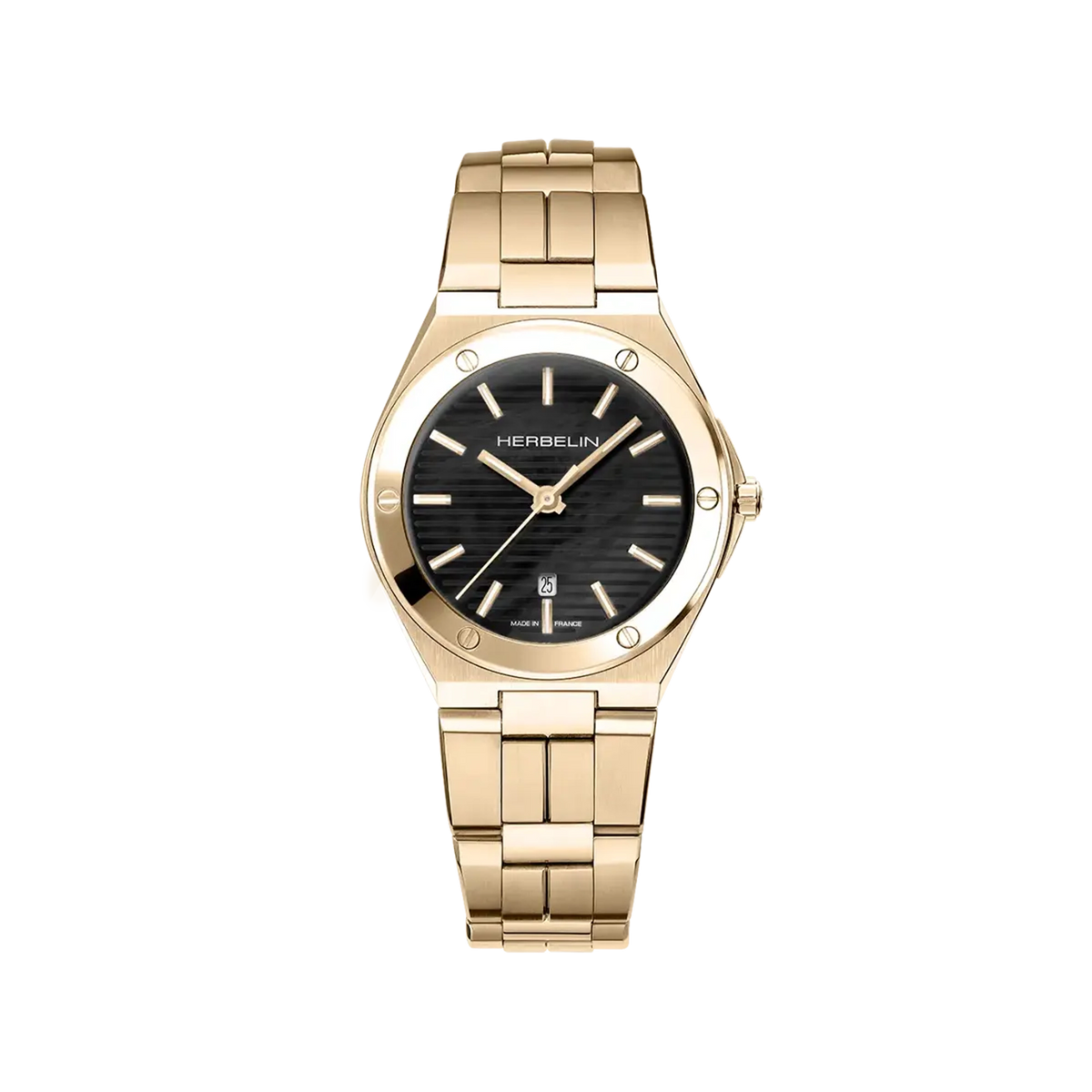 ⁣⁢Cap Camarat, black dial, rose gold PVD steel round case, rose gold PVD steel bracelet⁤⁣