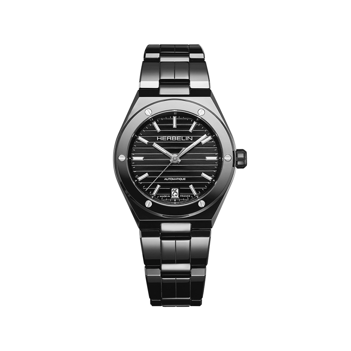 ⁣⁢Cap Camarat, quadrante nero lucido, cassa rotonda in ceramica, bracciale in ceramica⁤⁣