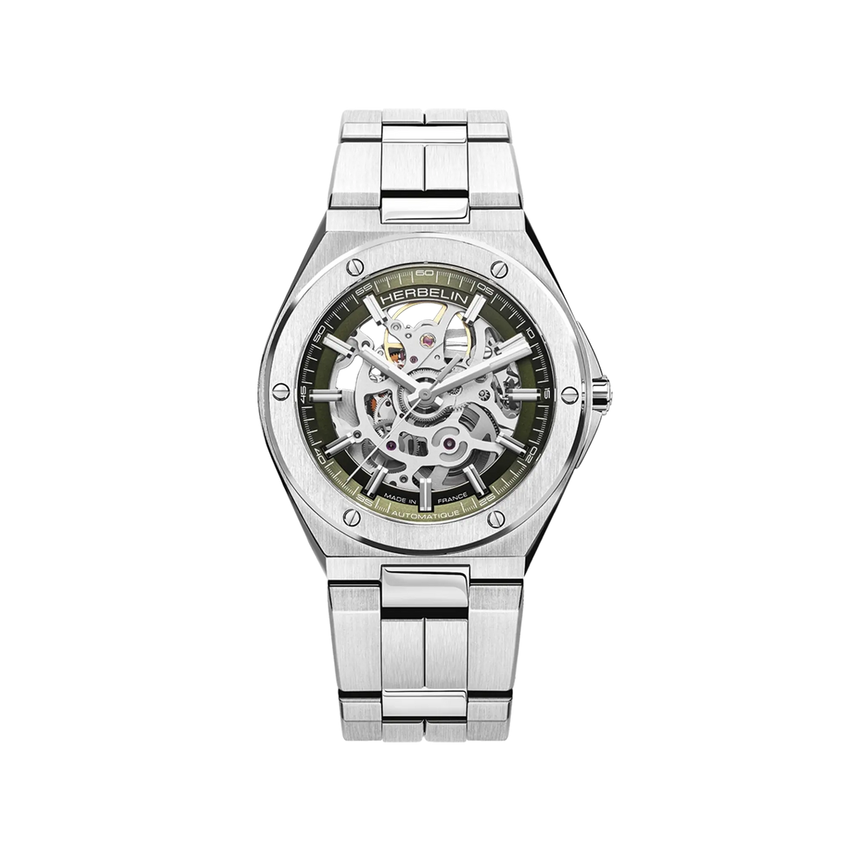 ⁣⁢Cap Camarat Skeleton, Khaki Green Dial, Round Steel Case, Steel Bracelet⁤⁣