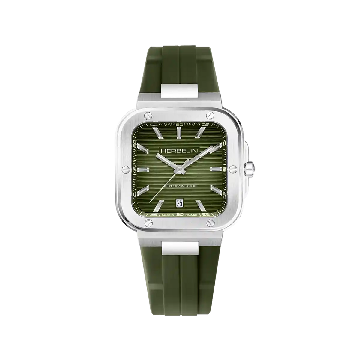 ⁣⁢Cap Camarat, khaki green dial, steel square case, rubber strap⁤⁣