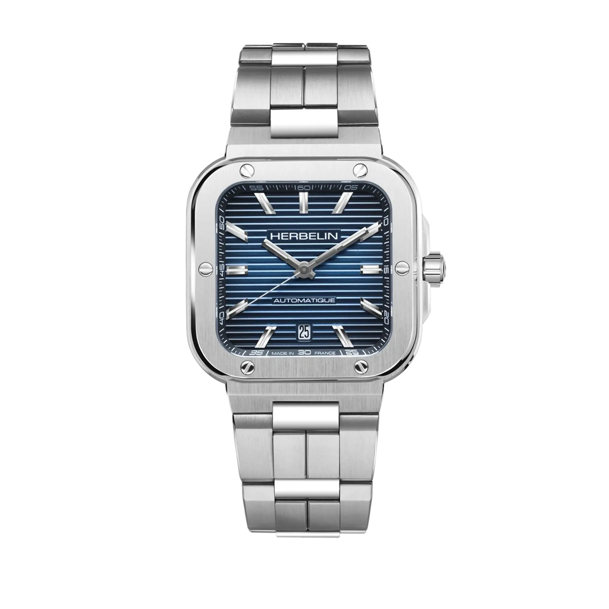 ⁣⁢Cap Camarat, esfera azul degradado, caja cuadrada de acero, brazalete de acero⁤⁣