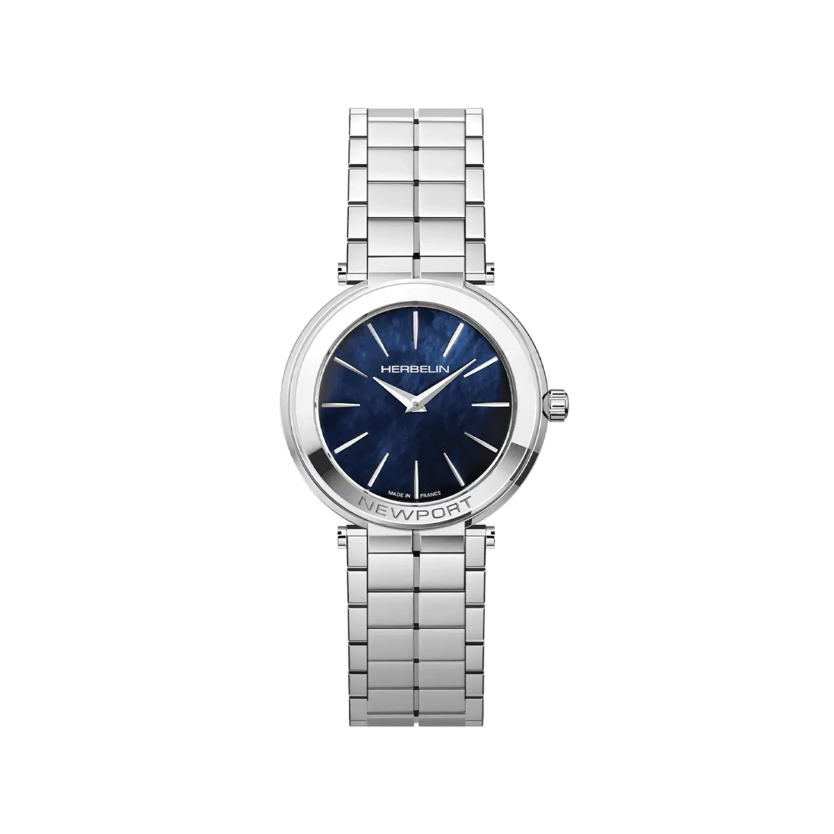 ⁣⁢Newport, quadrante madreperla blu, cassa in acciaio rotonda, bracciale in acciaio⁤⁣