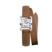 Ve AVENUE - BRACELET DOUBLE - ACIER & CUIR BRUN