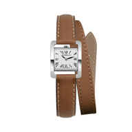 Ve AVENUE - BRACELET DOUBLE - ACIER & CUIR BRUN