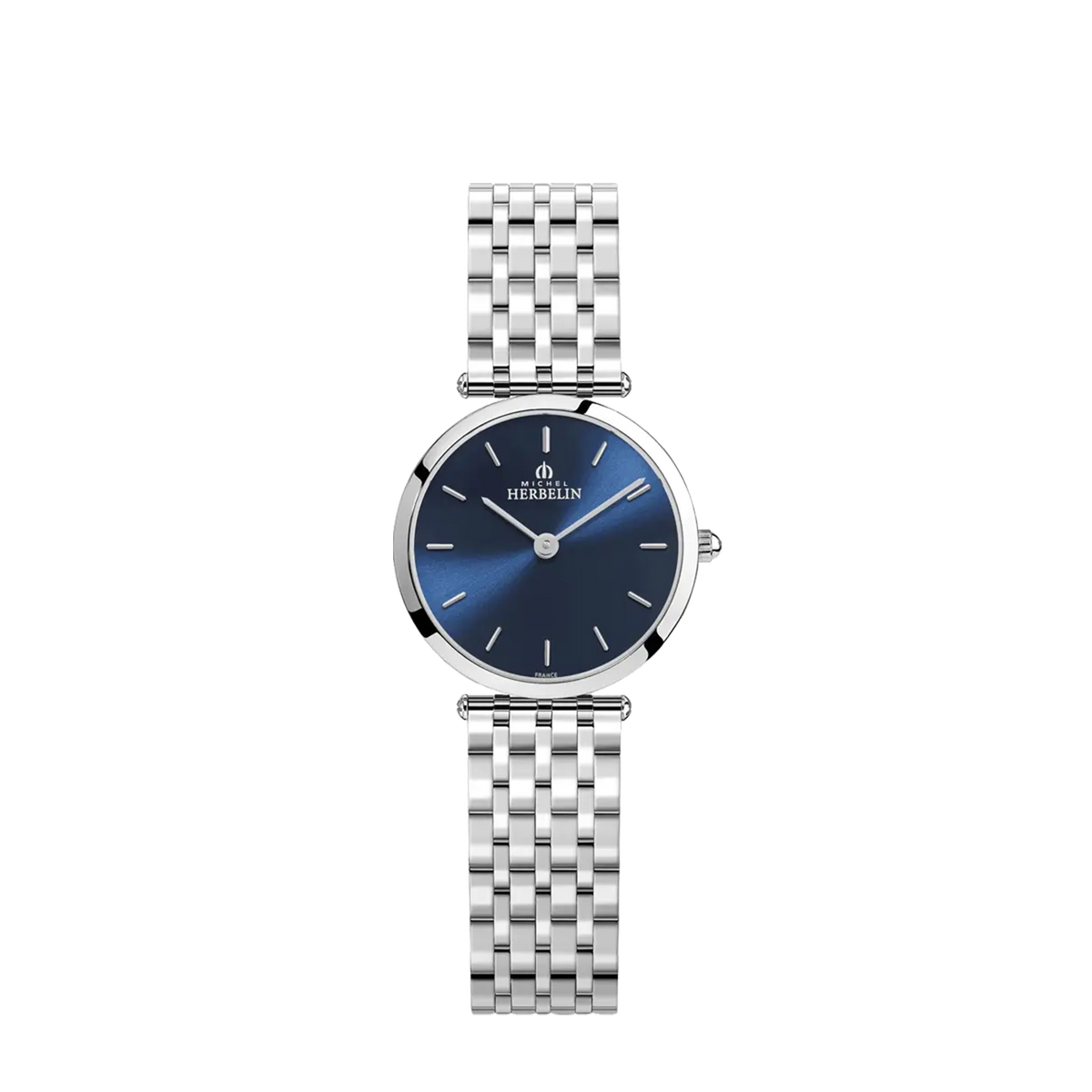 ⁣⁢Epsilon, blue dial, round steel case, steel bracelet⁤⁣