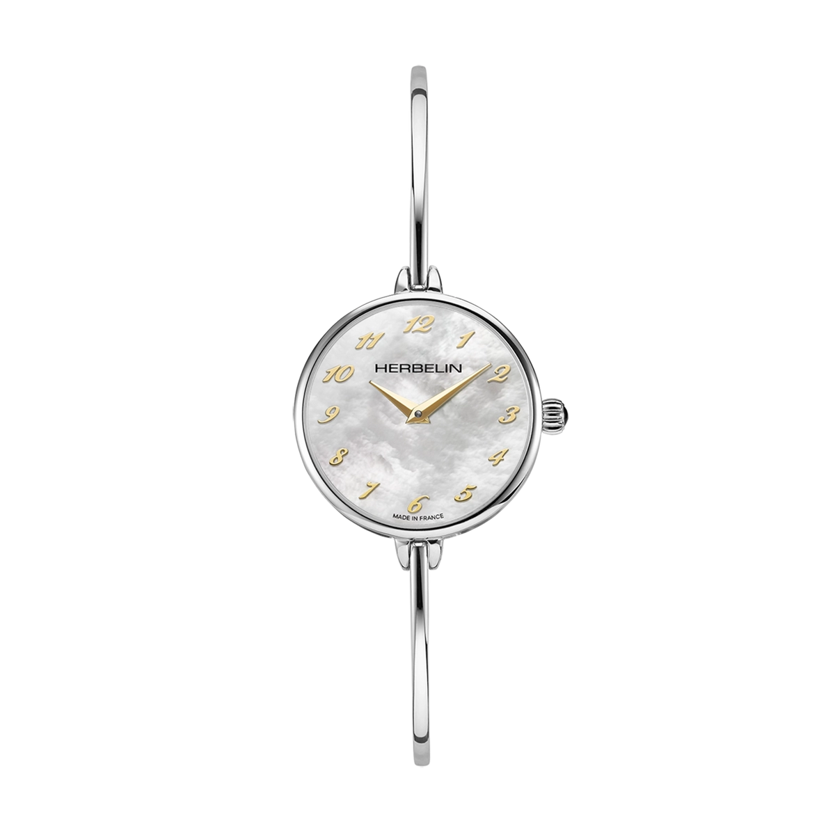 ⁣⁢FIL, quadrante madreperla bianca, cassa acciaio tonda, bracciale acciaio⁤⁣