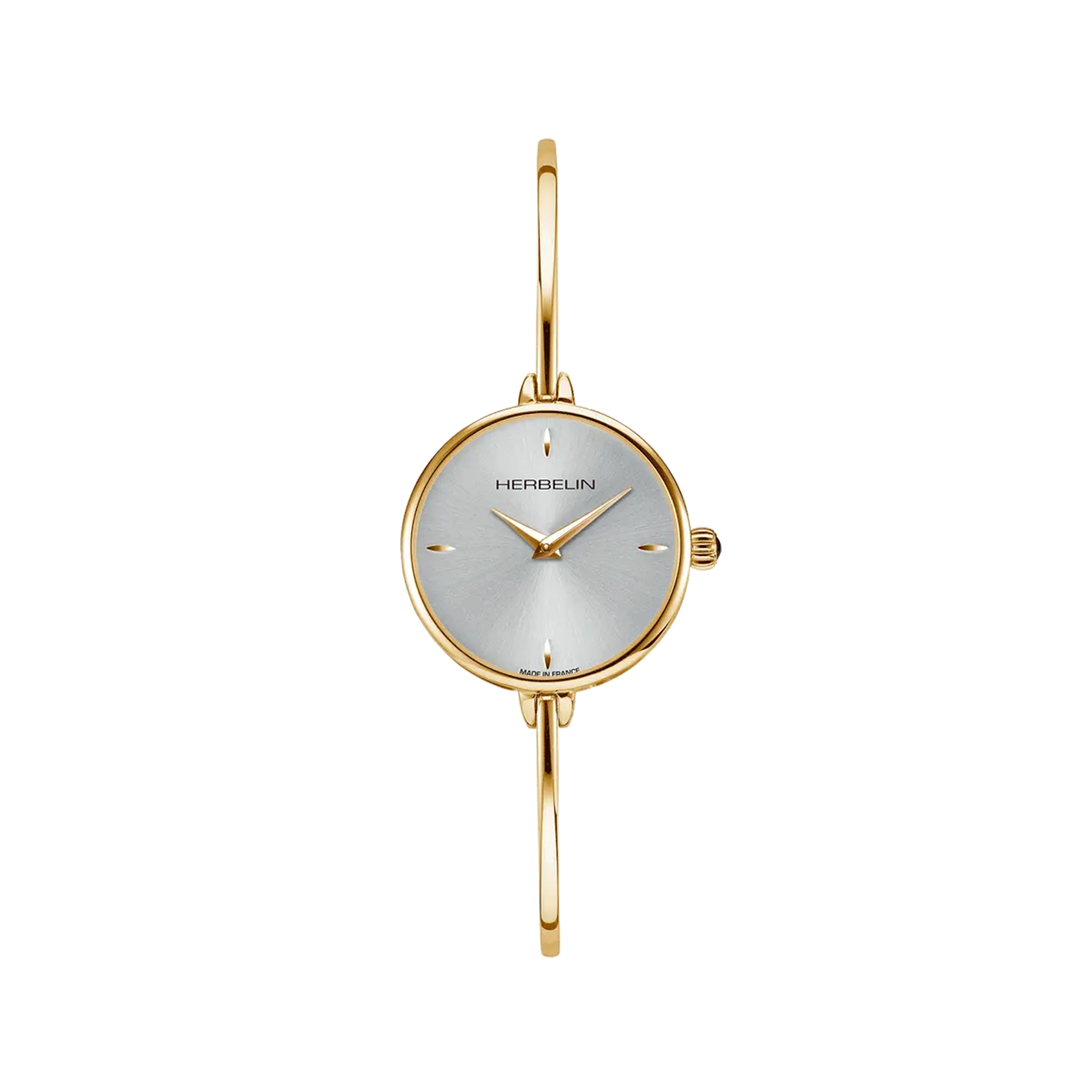 FIL, cadran argent blanc, boîtier acier PVD or jaune rond, bracelet acier bicolore