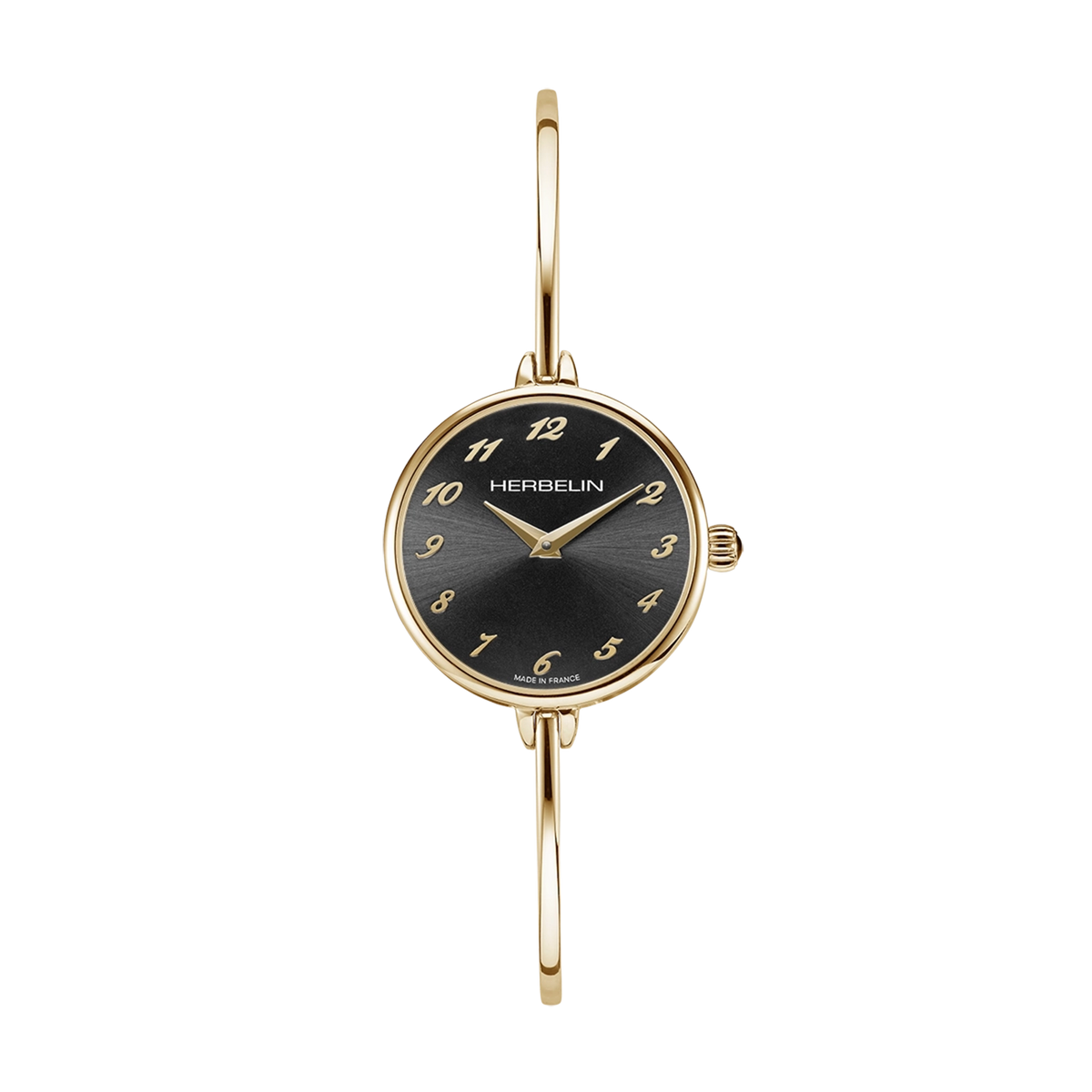 ⁣⁢FIL, black dial, round yellow gold PVD steel case, two-tone steel bracelet⁤⁣