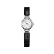 LADY H - QUARTZ - ACIER & CUIR NOIR