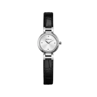 LADY H - QUARTZ - ACIER & CUIR NOIR