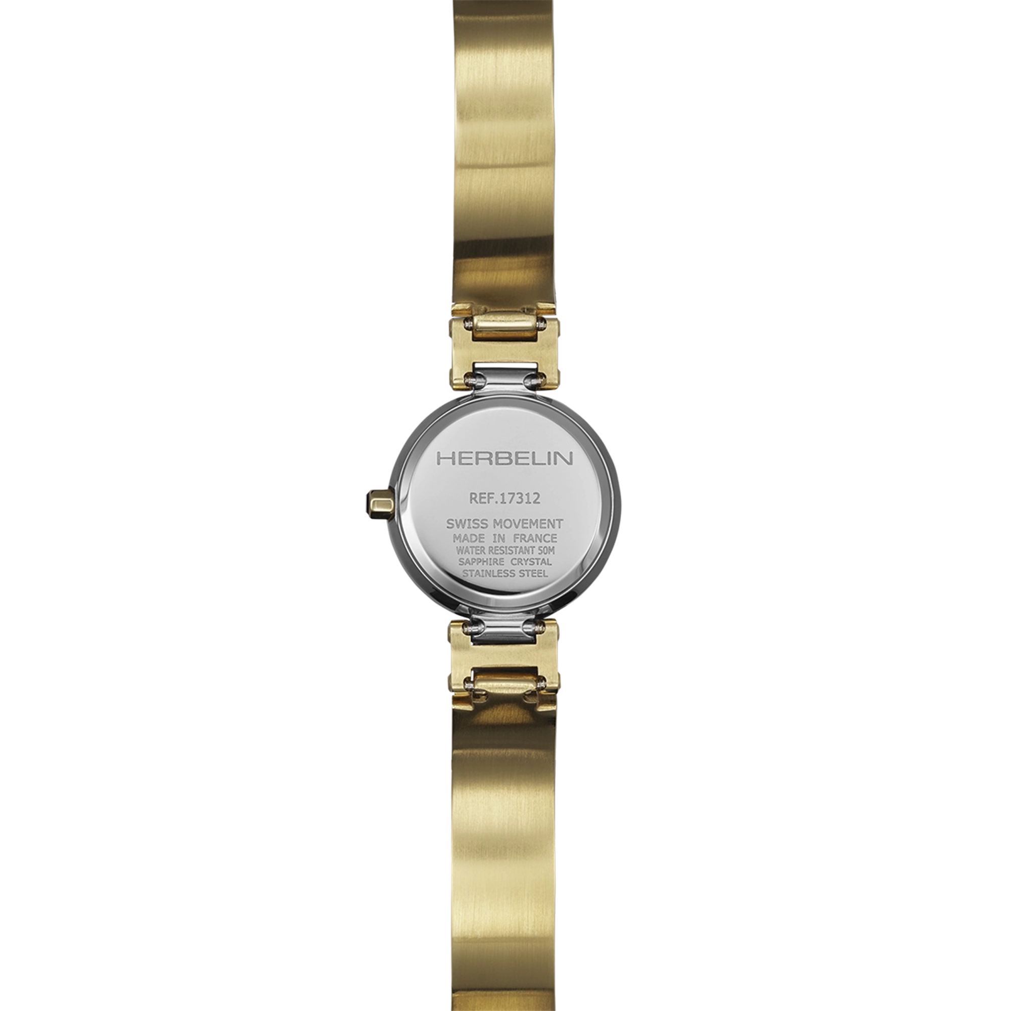 ⁣⁢Fond in acciaio con PVD oro giallo Lady H, con incisione del modello⁤⁣