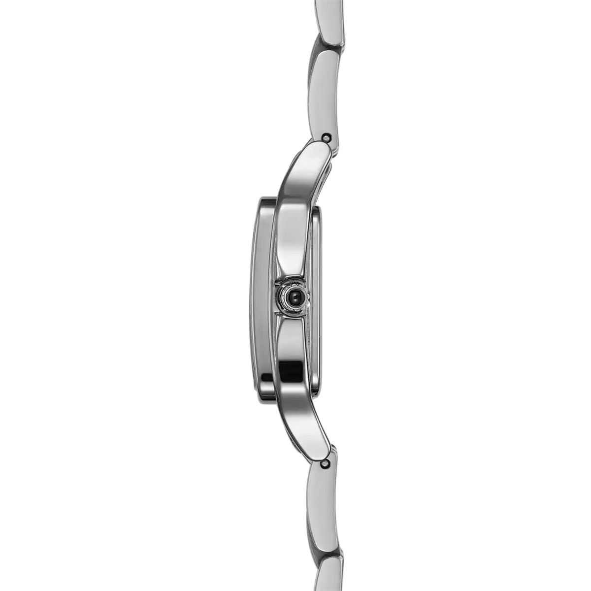 ⁣⁢Profile view, steel caseband, crown and steel bracelet attachments⁤⁣