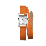 Ve AVENUE - BRACELET DOUBLE - CUIR ORANGE & NACRE
