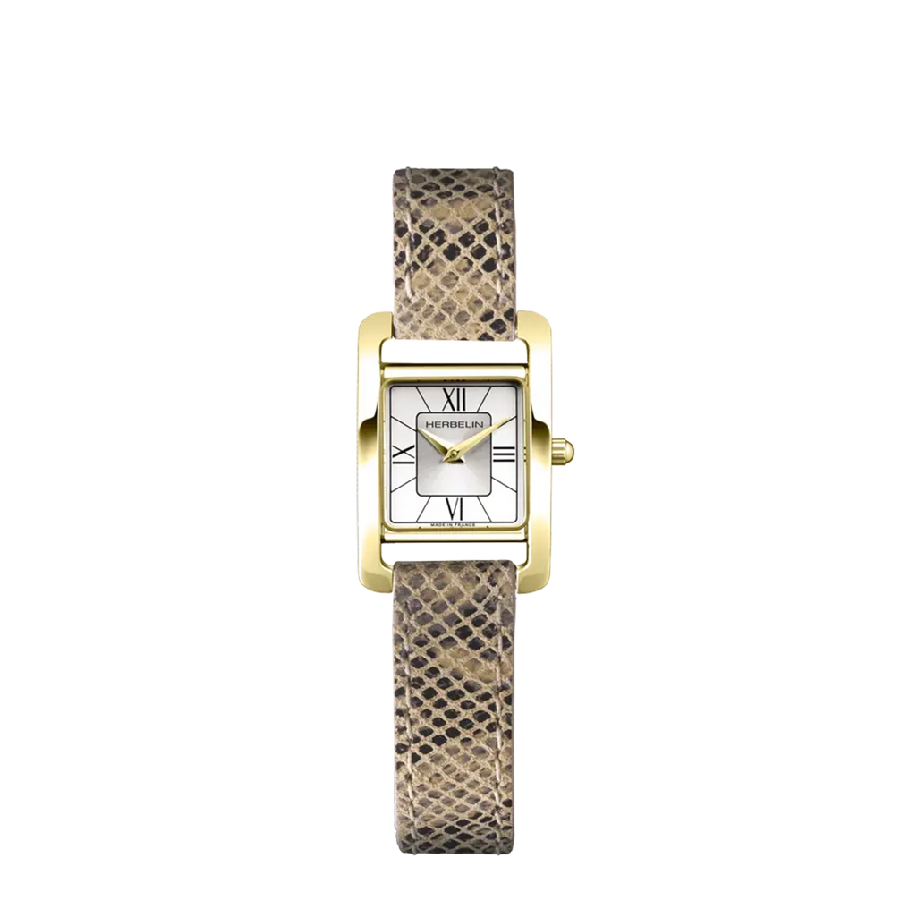 ⁣⁢Ve AVENUE - QUARTZ - GOLD &amp; PYTHON-EFFECT LEATHER⁤⁣