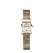 Ve AVENUE - QUARTZ - DORÉ & CUIR FAÇON PYTHON